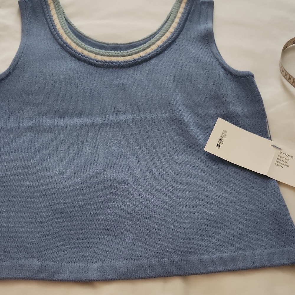 St. John Collection Sky Blue Tank with Cream Accents